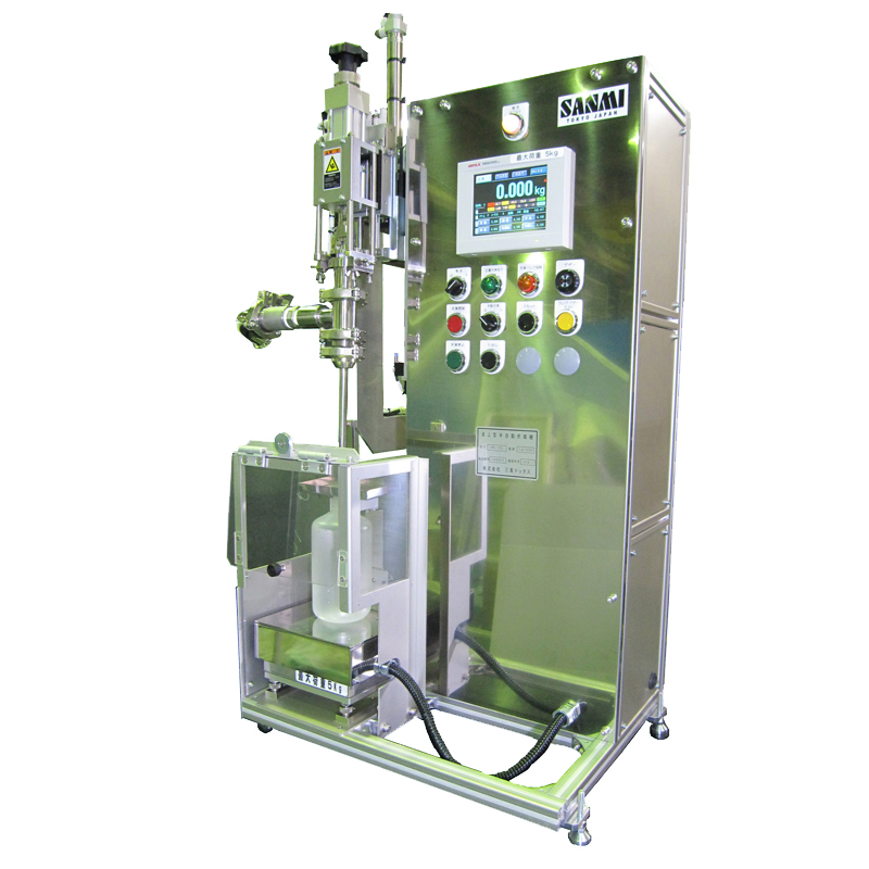 1kg/0.3kg容器用卓上型ロングノズル半自動充填機(非防爆)