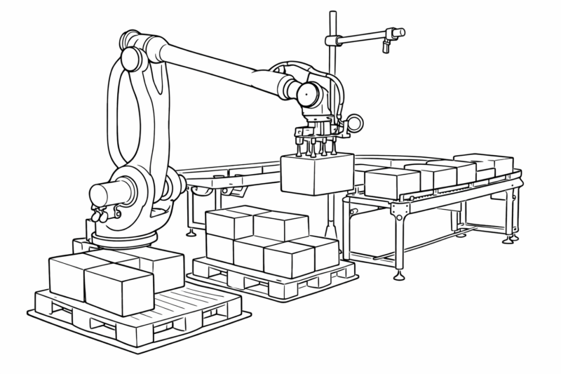ロボットパレタイザのイラスト