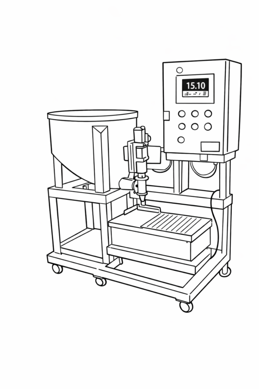 重量式充填機のイラスト